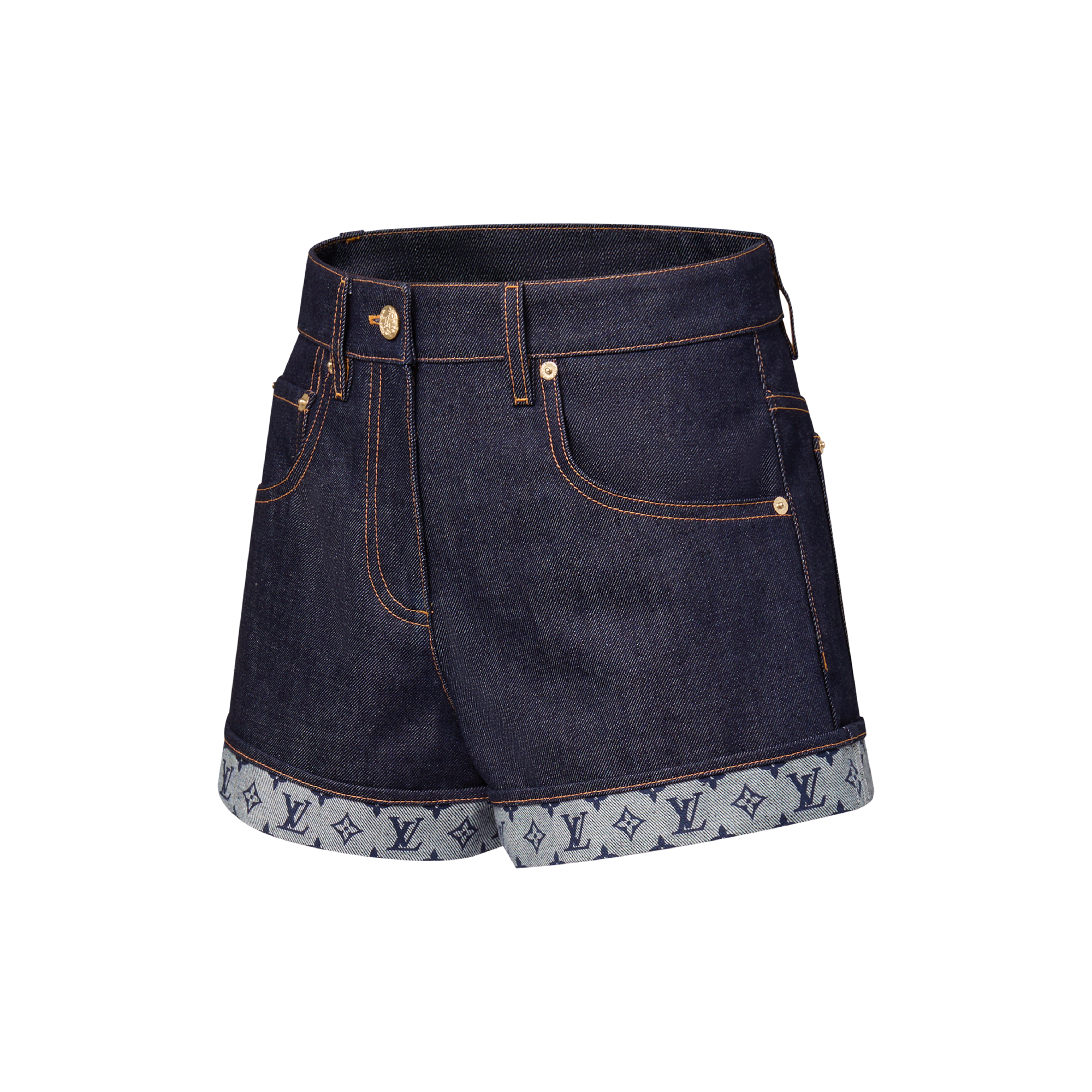 Cuffed Hem Denim Mini Shorts - Women - Ready-to-Wear | LOUIS VUITTON ®